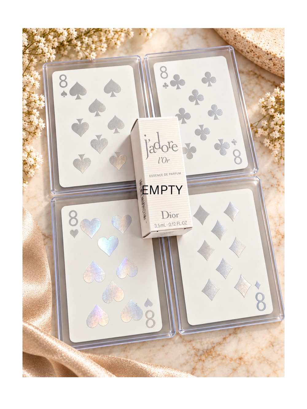 Dior Joy 4 ❤️♠️♦️♣️ 8s Set with Empty J'adore L'Or Box